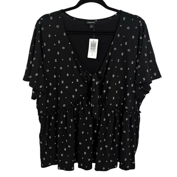 Torrid Vintage Cotton Jersey V-Neck Relaxed Tie Front Top Size Large NWT - Picture 3 of 12